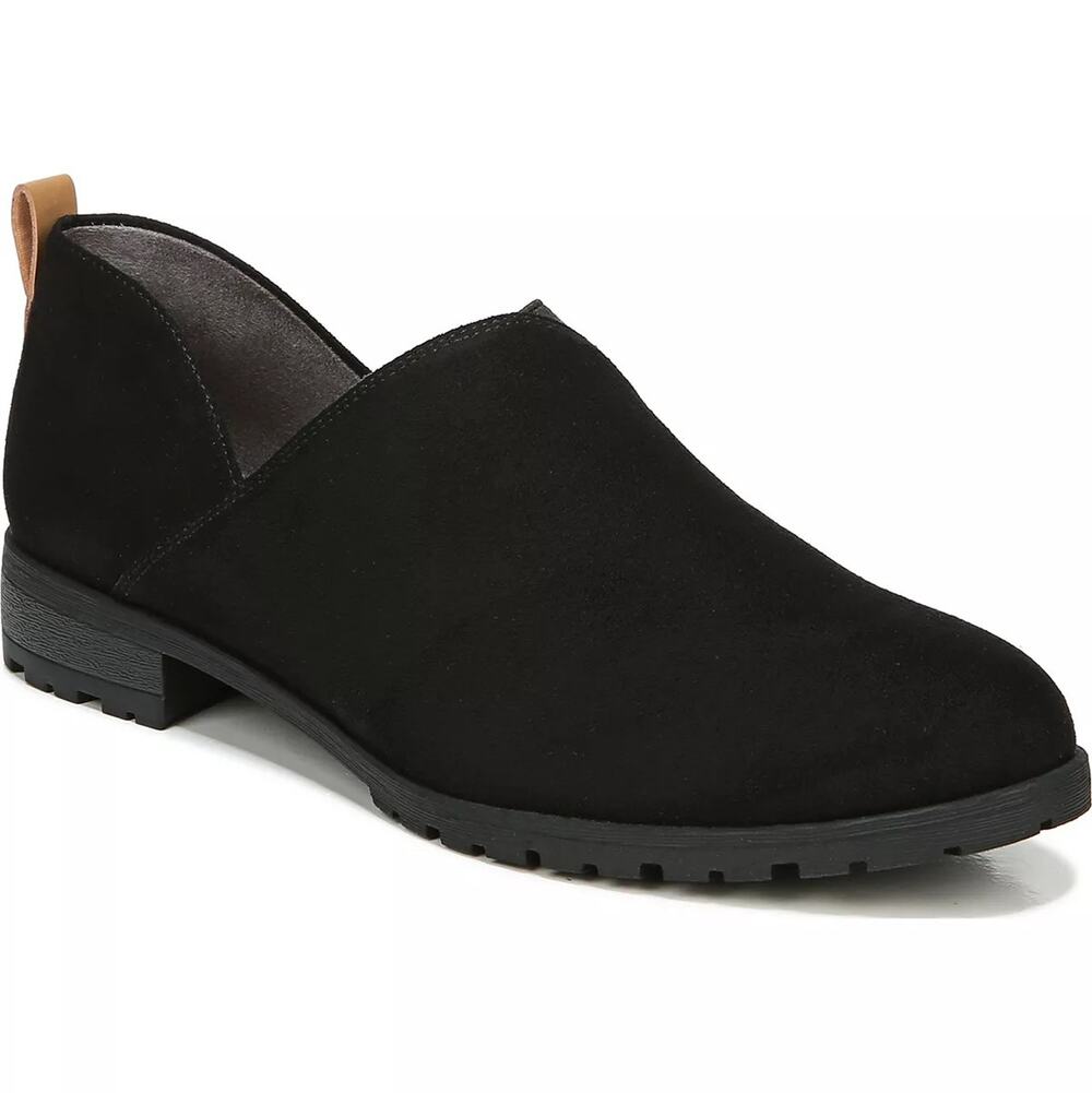 Dr. Scholls Women Black Microsuede Retrograde Casual Slip-On Flats Size 9.5M